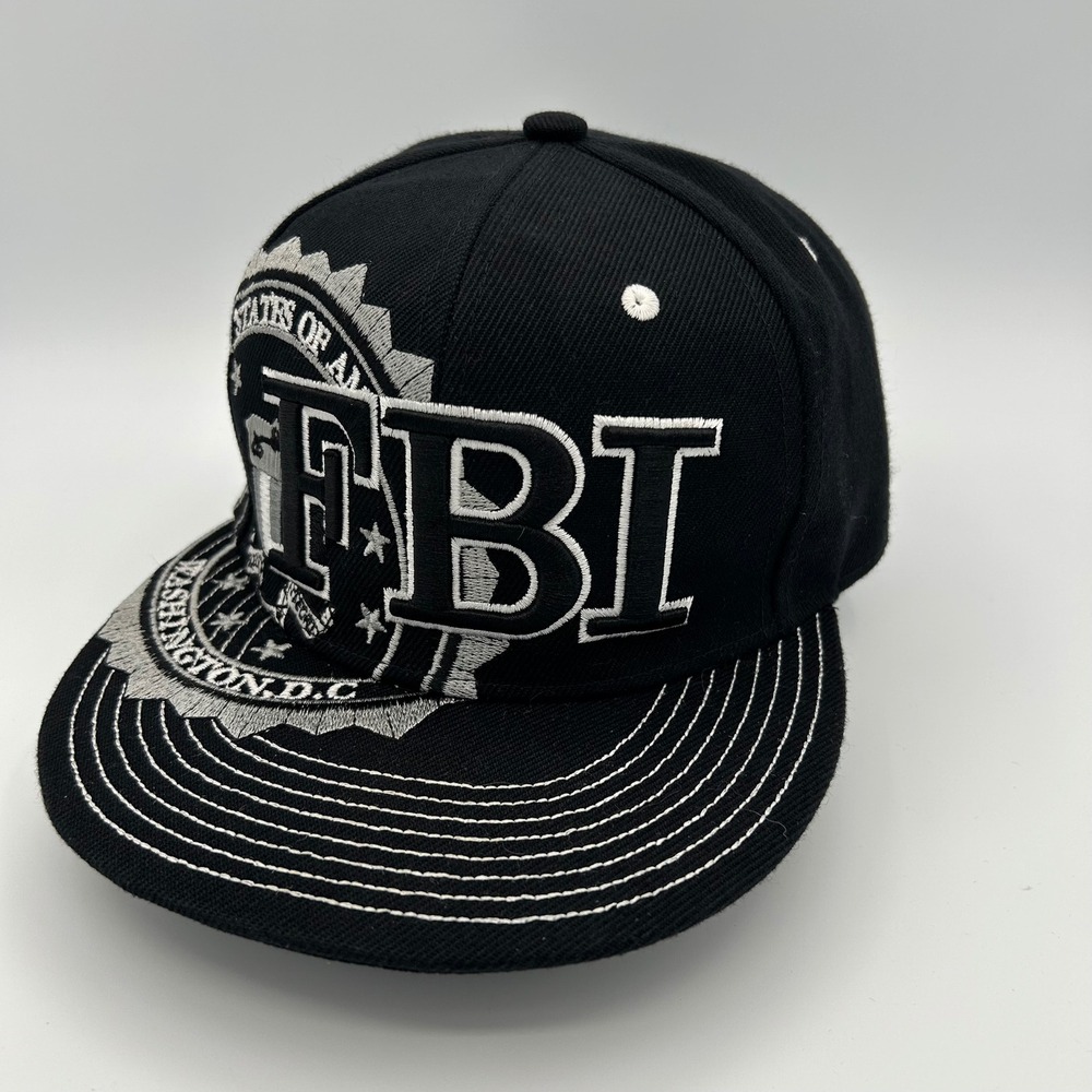 City Hunter FBI Snapback Hat Mens OSFA Black Streetwear Graphic Cap